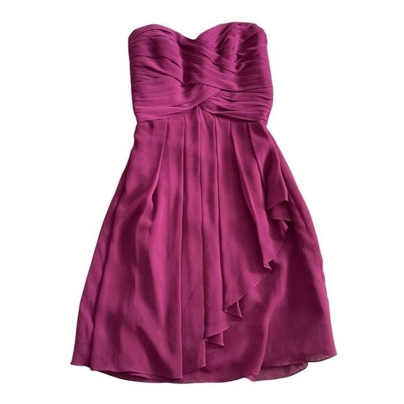 David’s Bridal Strapless Plum Dress Size 4 Bridesmaid Formal Back Zip - Picture 3 of 8